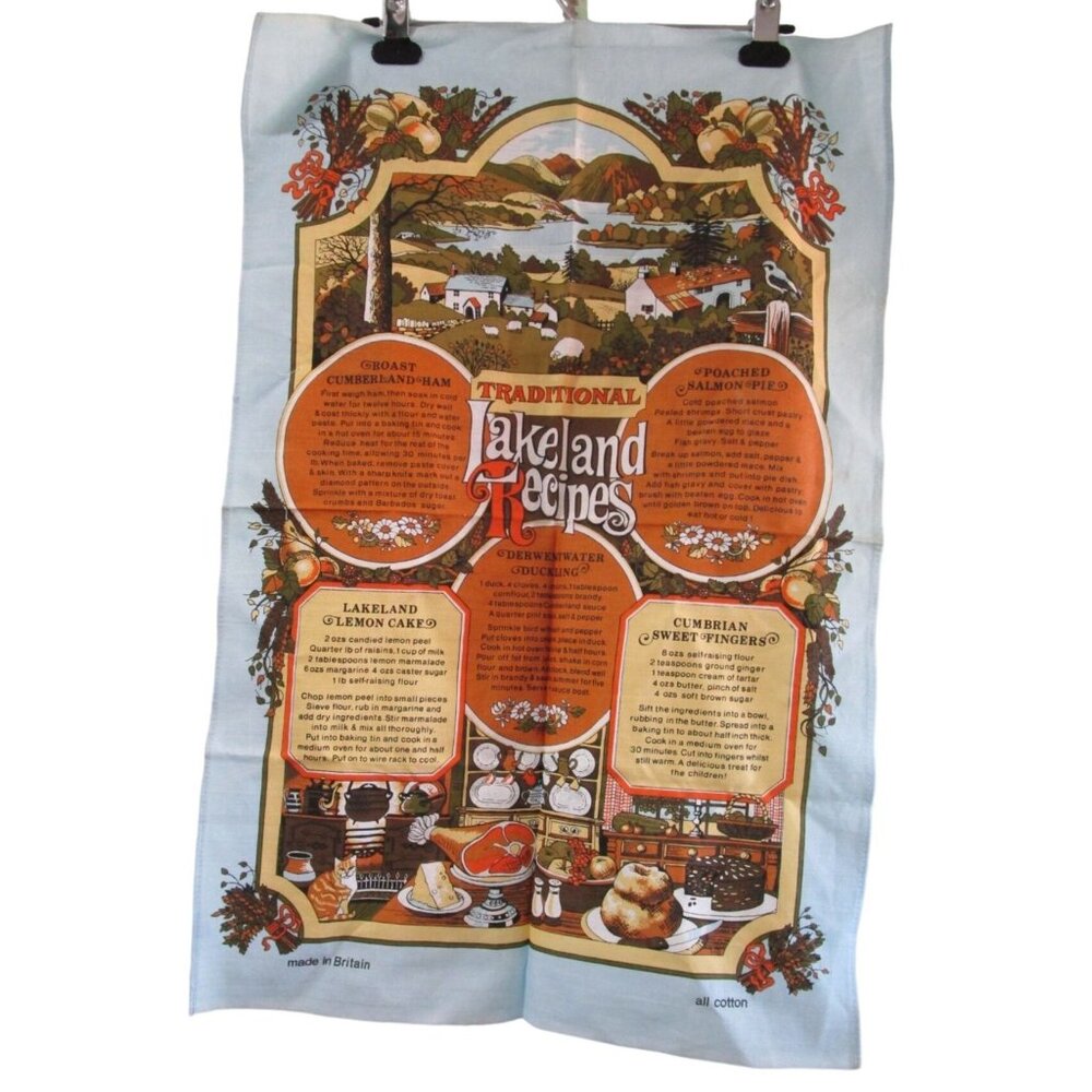 Lakeland Recipes Traditional All Cotton Kitchen Tea Towel Britain Discolored GUC